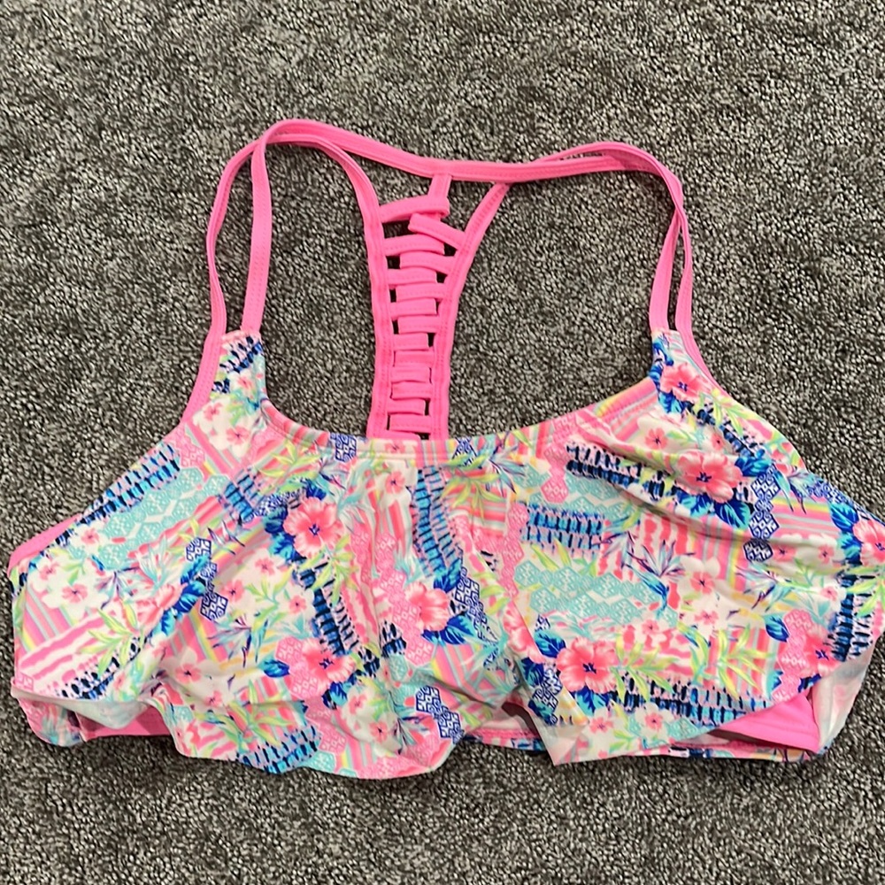 A large bright swimsuit top